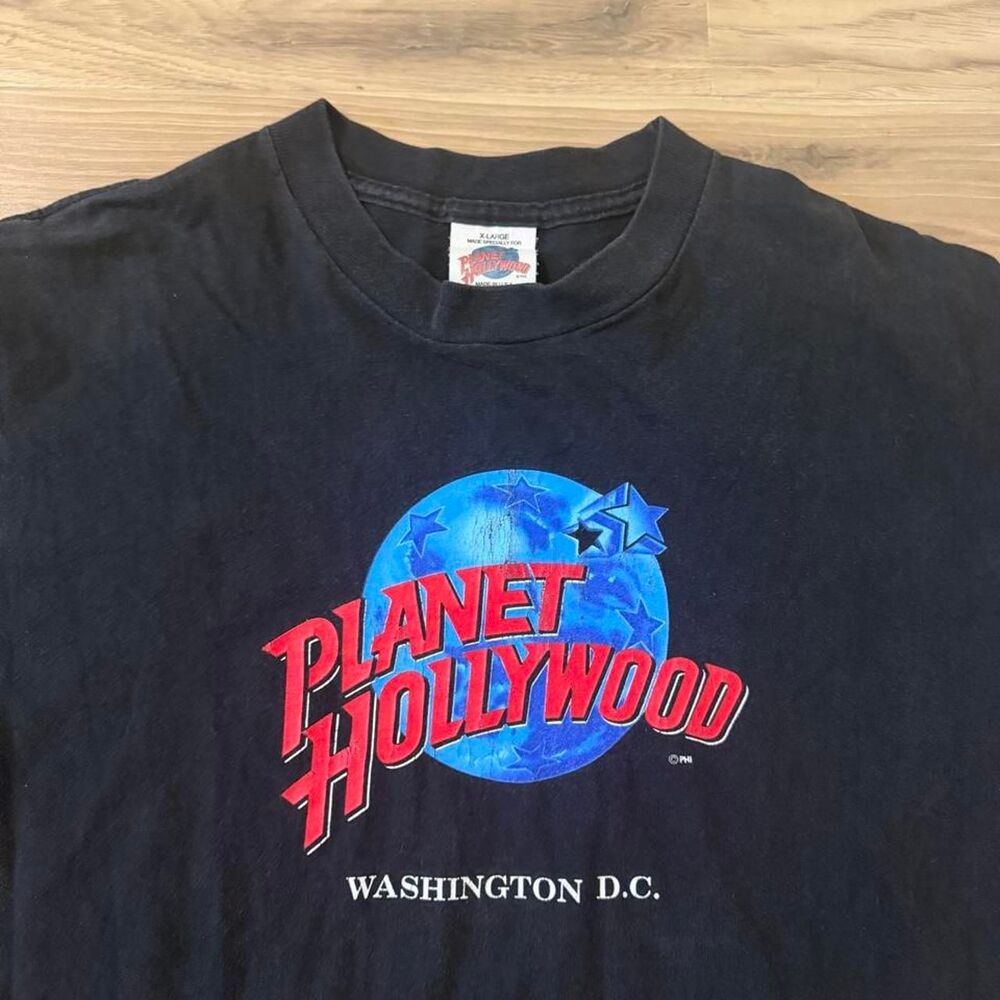 Vintage 90s Planet Hollywood Washington D.C. single stitch black graphic tee XL